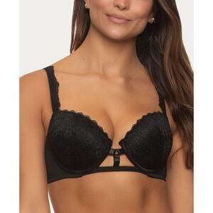 Jezebel Women's Strappy Front Underwire Push-Up Bra Black Size 32C 1449